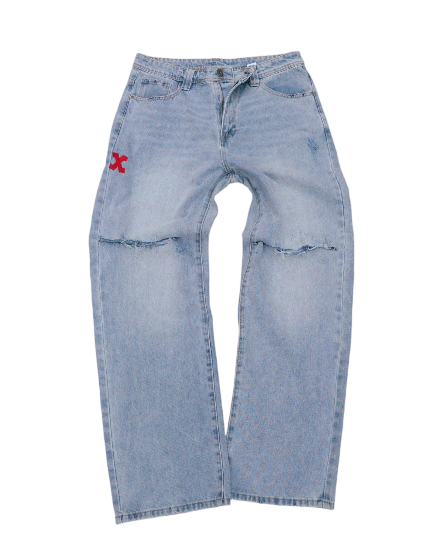 ( Baggy Distressed Denim