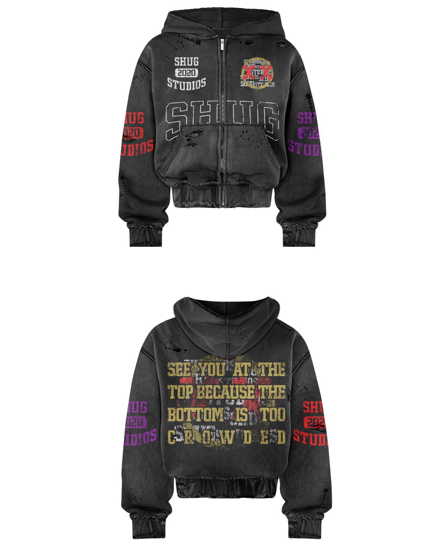 ( Distressed Shug Hoodie (2 colors)
