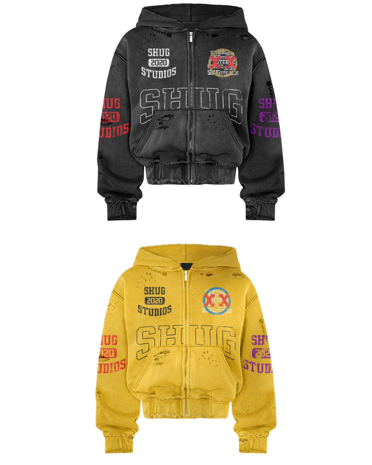 ( Distressed Shug Hoodie (2 colors)