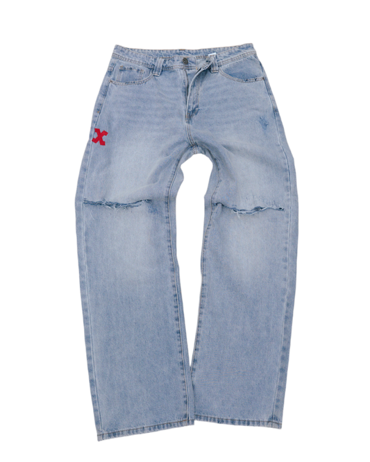 ( Baggy Distressed Denim